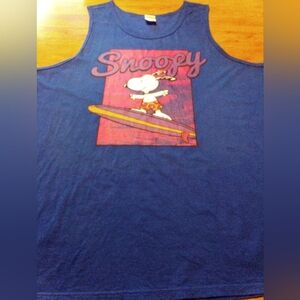 Snoopy Surfing Blue Port & Company Ring Spun Fan Favorite 2XL Tank